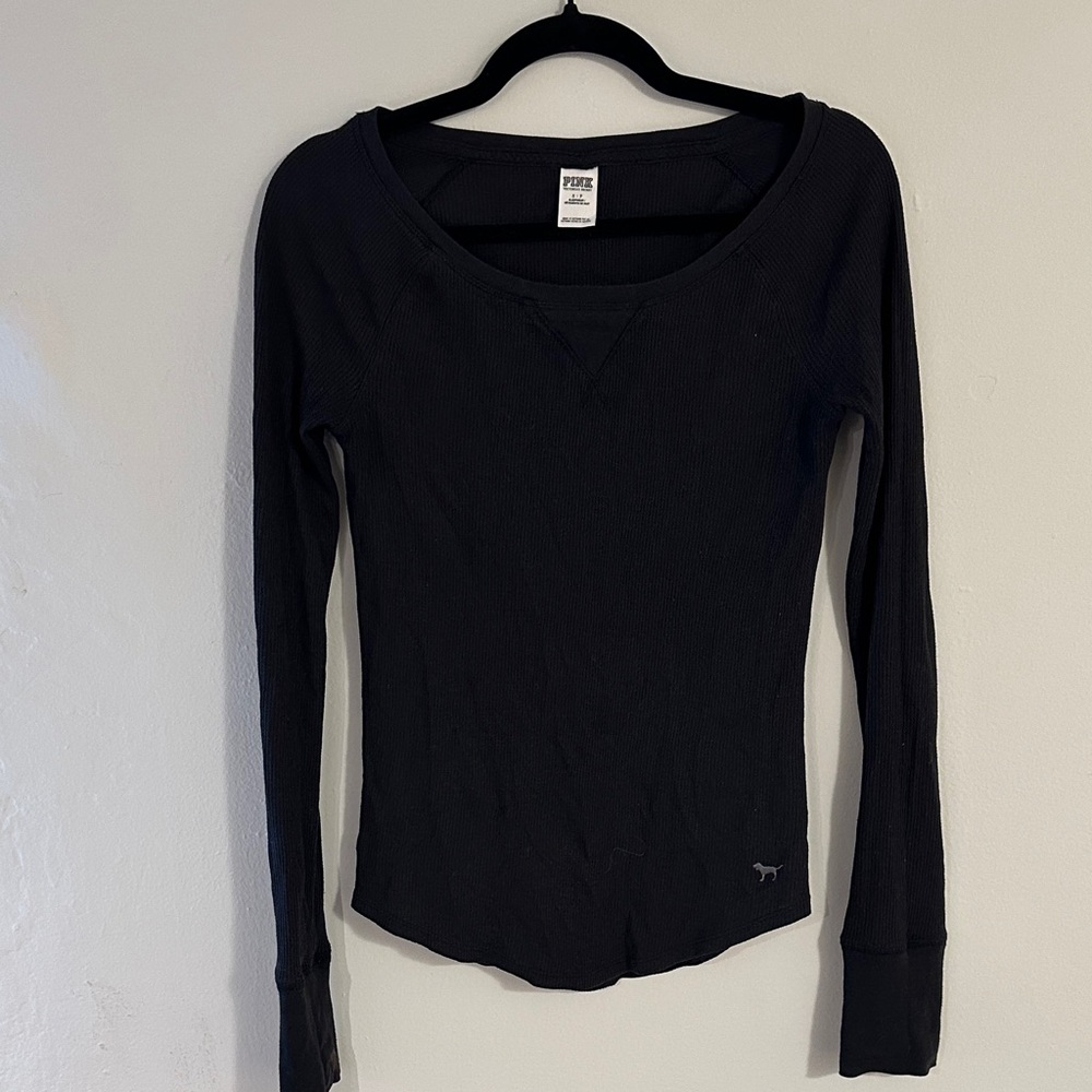 PINK by Victoria’s Secret Black Ribbed Long Sleeve | Size S